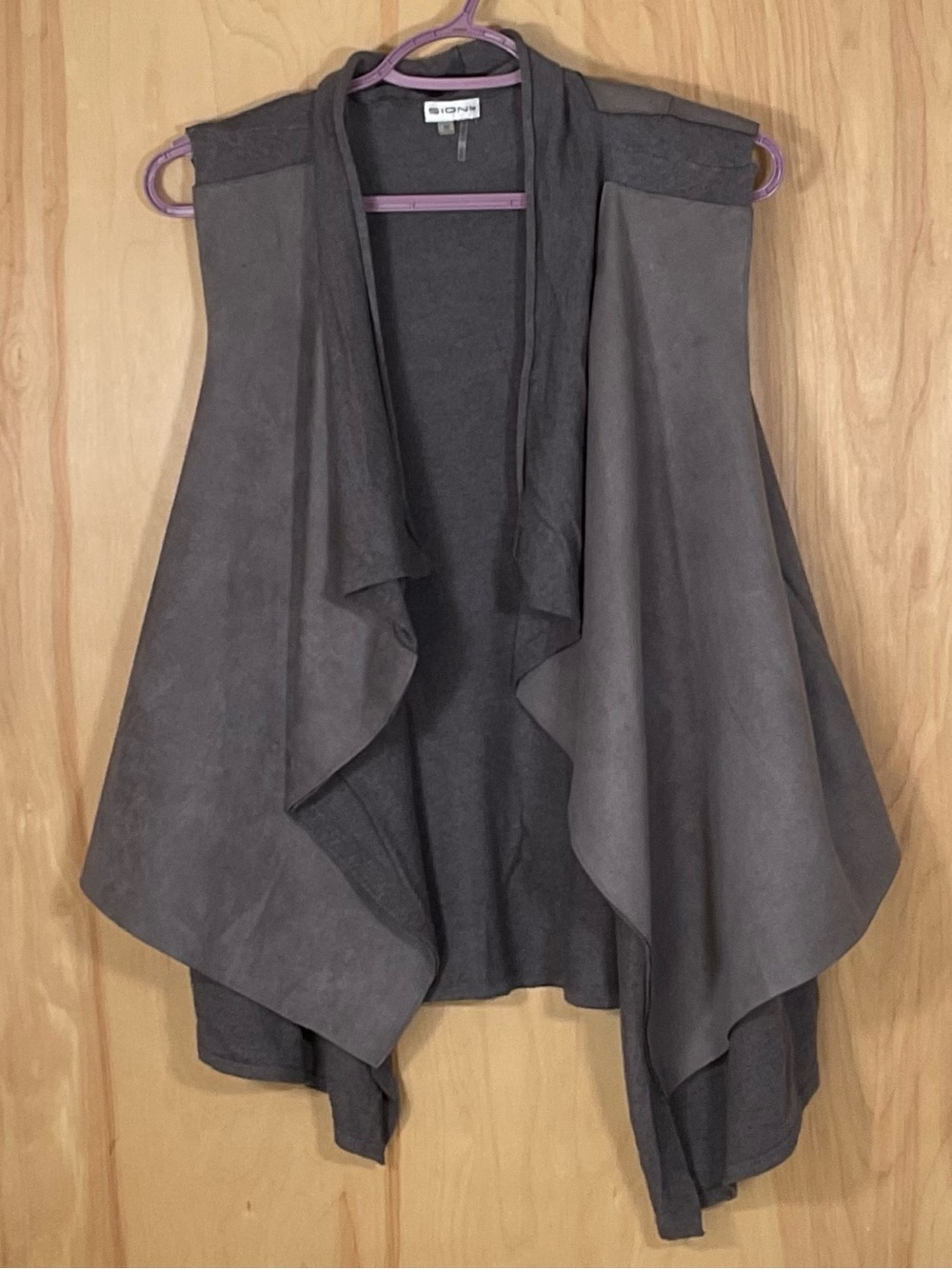 Sioni Draped Wool & Faux Suede Combo Layered Vest - EUC